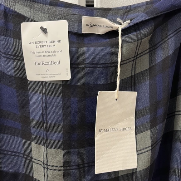 By Marlene Birger Silk Plaid Tiered Midi Skirt - Navy Multi - Picture 3 of 3